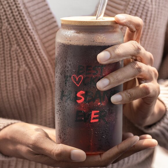 Best Fu*king Husband Ever, Funny Husband Gift, Sarcastic Frosted Glass Tumbler, - Picture 7 of 7